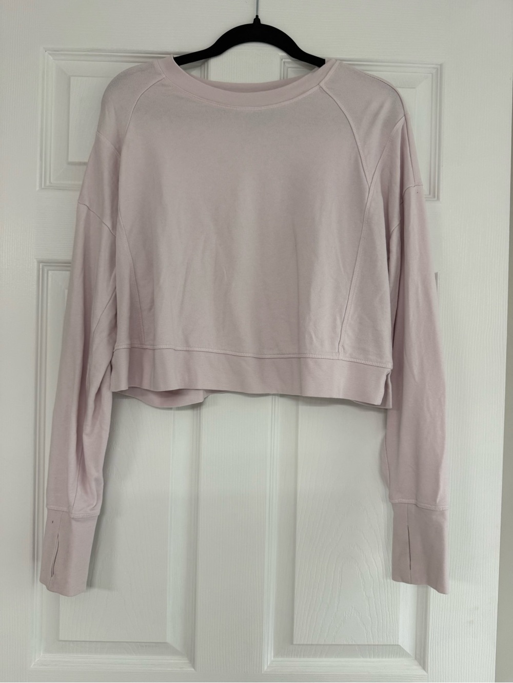Sweaty Betty Pale Pink Cropped Crewneck Sweatshirt